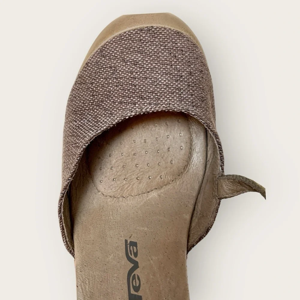 Teva Riviera Mary Jane Cork 3 inch High Heeled Closed Toe Brown Sandals Size 10 - Picture 7 of 10